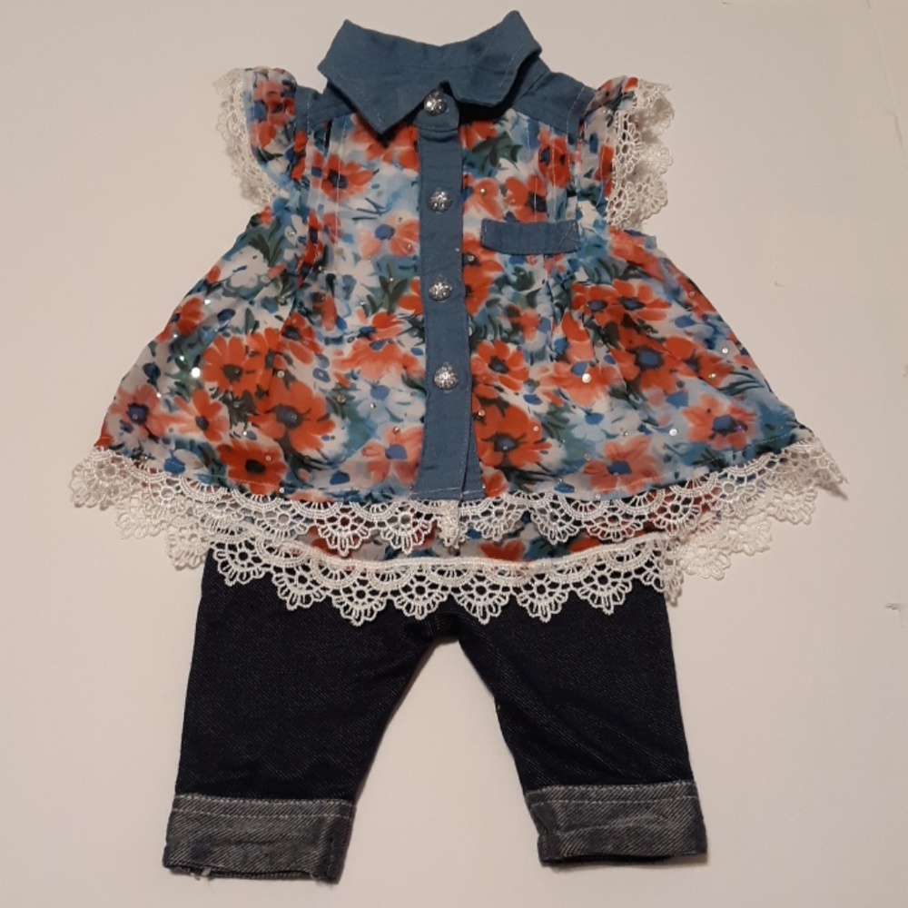 Girls Floral Shorts/Capri Set Sz 6m